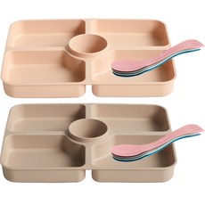 EASY&FREE 多功能分隔託盤 + 叉匙 4入組 隨機出貨, 2套