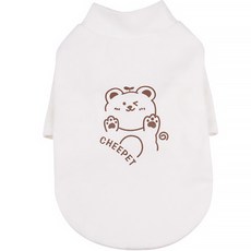 파스텔펫 곰돌이 터틀넥 티셔츠, 화이트, 1개