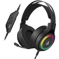 ABKO Virtual 7.1 RGB LED 遊戲電腦耳機, 黑色的, N320L