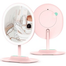 COBY LED立式圓形化妝鏡, 粉色+薄荷