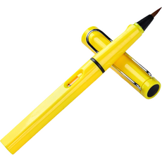 初學者攜帶式書法毛筆 黃色, 字跡長度14cm, 1個
