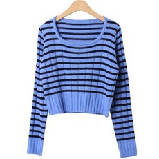 린다샵 뮤핀테 여성용 단가라 스퀘어넥 긴팔 크롭 니트 cpnt3905k28