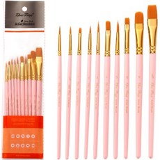 水彩筆刷 木質粉柄款 10支組, 1套, 10種