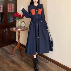 메이첼 컬러 더블 포켓 롱 원피스 01411 빅사이즈 포함