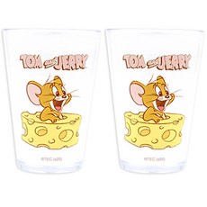 Tom and Jerry系列Jerry and Cheese圖案透明杯 S 280ml, 2個, 混色
