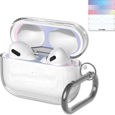 누아트 에어팟프로2 크리스탈 TPU 변색방지 투명 젤리케이스 + 디자인 철가루 방지스티커 6개입, 투명(케이스), 그라데이션(스티커), 1개