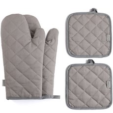 hillo 耐熱烤箱手套 2入+隔熱墊 2入, 灰色
