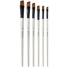 Dasababa 白色水彩油畫斜角筆 6件組, 1套, 2號, 4號, 6號, 8號, 10號, 12號