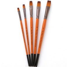 Dasababa 紅桿油畫平筆刷具組, 5種, 1套