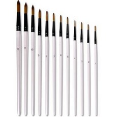圓尖頭水彩油畫筆 12件組, 1套, 12種