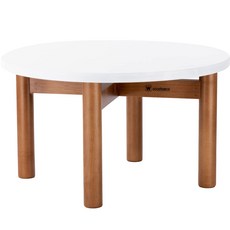 Kkumikka 原木胡桃木花盆立架 多用途邊桌 H21, 1層, 白色(桌面)