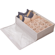 生活得手布質隔層內衣收納盒 16 Plus 4格隔層 O, 灰色, 1個