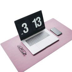 7A 양면 가죽 데스크매트 마우스 패드, 핑크 + 진핑크