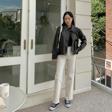 화이트폭스 여성용 심플 카라넥 자켓