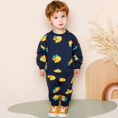 milk mile 童款棒球帽小熊插圖長袖上衣+束口褲組