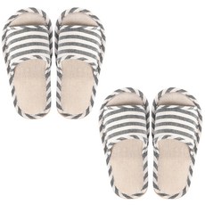 ELELLIVING 條紋印花室內拖鞋 2雙, 黑色