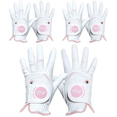 YAMAMOTO 鉄心 女性用皮革高爾夫手套 雙手 3件組, 白色