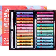 kuelox 超軟油畫棒21 馬卡龍24色+白色 2支入, 1套