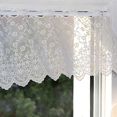 Keoteungeurigo 白色蕾絲短窗簾, 小蒼蘭