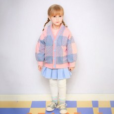 JELISPOON 童款經典格紋印花拼色開襟外套