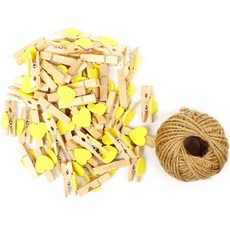 小木夾 3.5cm 50入 + 繩子 30m 套組, 19 白色 黃色(木夾), 1套