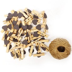 小木夾 3.5cm 50入 + 繩子 30m 套組, 15 白色 黑色(木夾), 1套