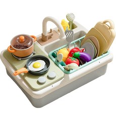 맘앤리틀 물 나오는 타이니 키친 싱크대 주방놀이, 혼합색상, 1세트