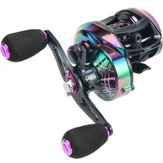 ASHWOLF 釣魚杜拉鋁雙軸捲線器 右手握把, 紫色, 單一商品
