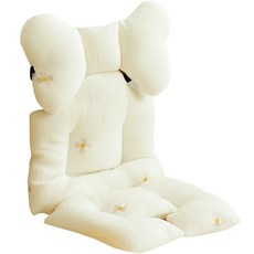 ChezBebe 嬰兒車雙面刺繡內襯墊, 小花款 象牙白, 1入