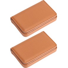 민코 가죽패션 명함 카드 케이스 M793, 라이트브라운, 2개