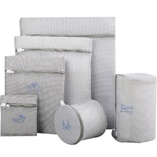 쏘앤영 자수 메쉬 2중 세탁망 6종 세트, 1세트, 그레이