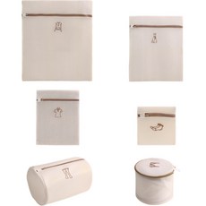 So&Young 刺繡網眼雙層洗衣袋6件組, 米色的, 1組