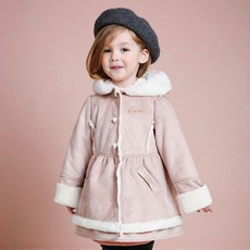 JELISPOON 女童款絨毛翻領長版大衣