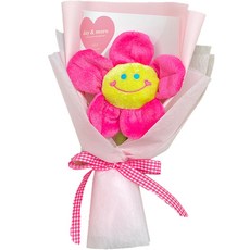 데이앤모어 조화 스마일꽃 꽃다발, 진핑크, 1개