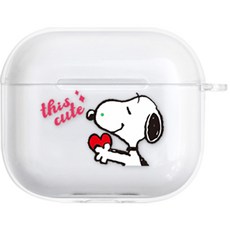 스누피 에어팟 3세대 투명 일체형 케이스, 러브맥스