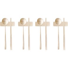 Nothyang Bangjja 銅器 4人現代湯匙筷子組, 現代湯匙 4p + 現代筷子 4set + 筷架 4p, 淡雅金色光澤, 1個