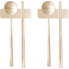 놋향 2인 모던 수저 수저받침 세트, 모던숟가락 2p + 모던젓가락 2p + 수저받침 2p, 은은한 골드빛, 1개