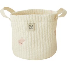ChezBebe 刺繡手提布製收納籃, 兔子款 象牙白, 1入