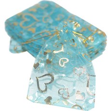 마켓감성 브론징 하트 메쉬 포장백 7 x 9 cm, 100개, 레이크블루
