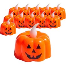 PARTYSHOW 萬聖節裝飾 LED 南瓜茶蠟, 12個, 混合顏色