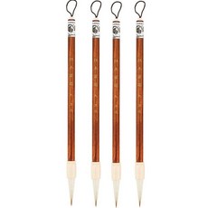 描線筆刷組 29 桃花心木桿, 4個, 大型(26.5 x 0.9 cm)