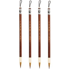 細字筆刷組 04 桃花心木色 小號 4入, 小型(24.5 x 0.75 cm), 4個