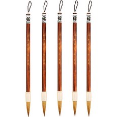 Script筆刷組 15 桃花心木桿, 5個, 大型(26.5 x 0.9 cm)