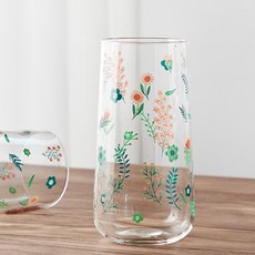 復古花朵印花耐熱玻璃高腳杯 480ml, 混色, 2個