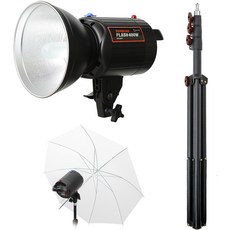 대한 셀프 사진관 쇼핑몰 뷰티 연출 순간광 촬영 조명 썬빔플래시 화이트 엄브렐라 스트롱스탠드 세트, FLASH-SET16, 1세트