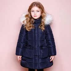 JELISPOON 童款可愛荷葉邊口袋長版保暖外套