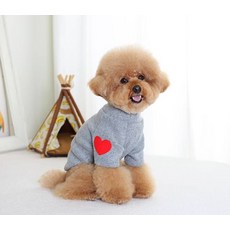 AMYLOVESPET 寵物 VA 愛心貼片高領T恤, 灰色