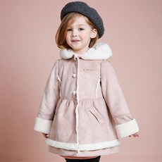 JELISPOON 女童款絨毛翻領長版大衣
