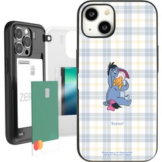 디즈니 위니 더 푸 마이 버디 체크 마그네틱 미러 카드포켓 휴대폰 케이스