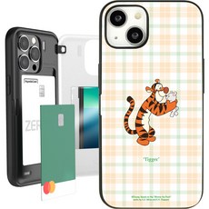 디즈니 위니 더 푸 마이 버디 체크 마그네틱 미러 카드포켓 휴대폰 케이스